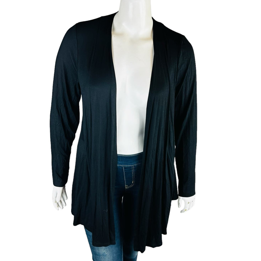 New Lane Bryant Womans Sz 14/16 Plus‎ Blouse Topper Long Sleeve Black NWT